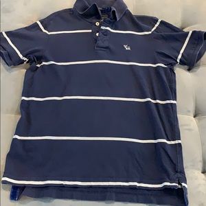 Abercrombie & Fitch Blue Gray stripe Muscle Polo M